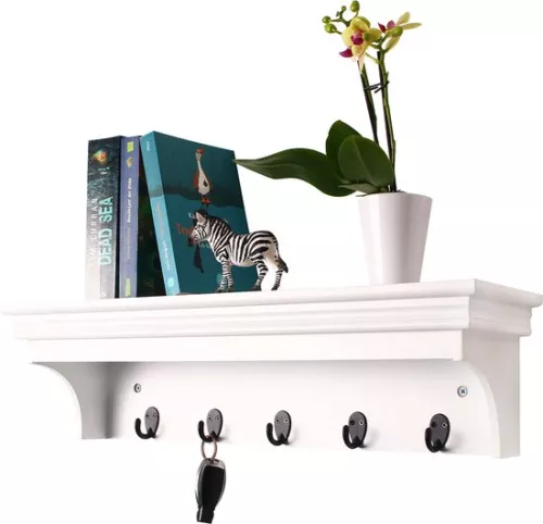 Wall Coat Rack With Hat Shelf - With Shelf & Hanging - 60x16x16 Cm - Wood