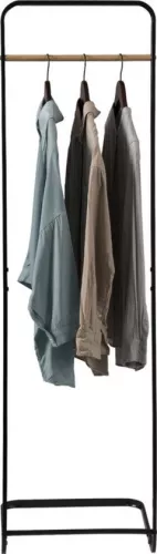 In And OutdoorMatch Clothes rack with coat rack - sturdy metal frame - with wooden details - industrial and stylish - black - 40x40x140 cm (8721085261057)