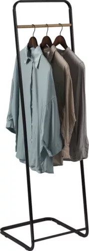 In And OutdoorMatch Clothes rack with coat rack - sturdy metal frame - with wooden details - industrial and stylish - black - 40x40x140 cm (8721085261057)