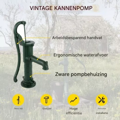 merkloos Water Pump - Hand Pump - 6M Pump Depth - Cast Iron - Garden Pump (8721085158180)