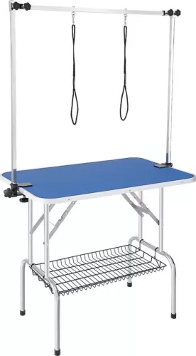 Grooming Table 1060x616x1701mm Shaving Table Stainless Steel Dog Grooming Table 150kg Load Capacity Dressing Table Dog Foldable Pet Grooming Table 914.4x609.6mm Desktop Ideal for Bathing Trimming Drying Brushing