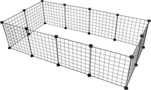 Indoor Puppy Run / Rabbit Run - Run for Dogs, Cats & Rabbits - Cat Run - Plastic & Metal - 145x75x35 cm - Black