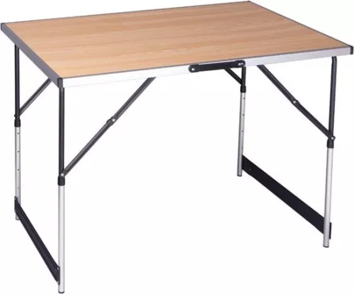 Folding camping table - sturdy aluminum/wood construction - adjustable & lightweight - modern design