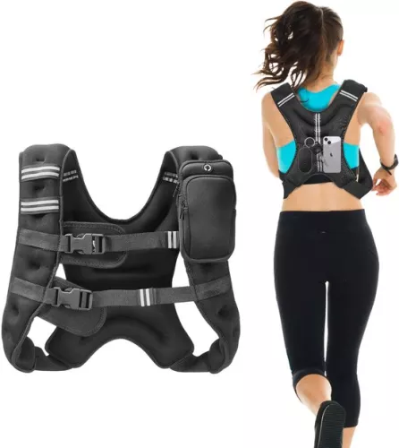 Weight Vest, 7.2 Kg, Adjustable Weight Vest with Reflective Strips for Men and Women, Strength Training, Running, Fitness