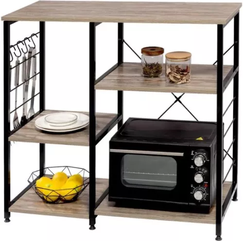 Cooking Island - Kitchen Island - Kitchen Island - Kitchen Unit With Worktop - Kitchen Island/Bar Table - Microwave Cabinet - Kitchen Cabinet - Freestanding - Table - 90x40x83 Cm - Brown