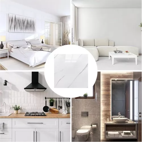 22 pieces marbling tile stickers - waterproof tile foil - kitchen - self-adhesive - wallpaper adhesive foil - bathroom - white