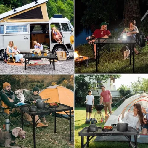 merkloos Picnic Table - Camping Table - Balcony Table - Mini Variant - 42D x 32W x 7H CM - Foldable - Black (6150722826878)