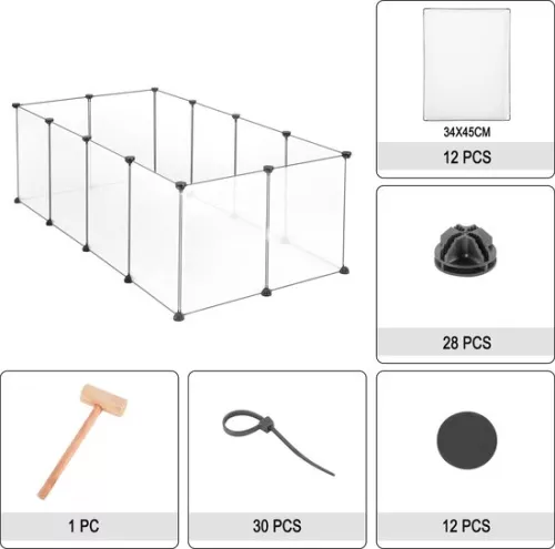 Kamyra® Indoor Puppy Run / Rabbit Run - Run for Dogs, Cats & Rabbits - Cat Run - Plastic & Metal - 140x72x46 cm - White