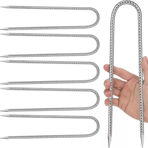 6 x ground anchors 30 cm - pegs Ø 8 mm - sturdy galvanized - U-shaped tent nails - hard floors - camping - trampoline