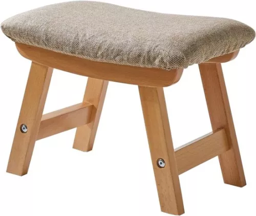 Wooden footstool with padded cover - suitable for living room and bedroom - 1 piece - beige