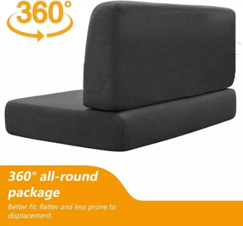 merkloos 2 pcs camping pillowcases - universal stretch - foldable sofa protector - dark gray (8785310313881)