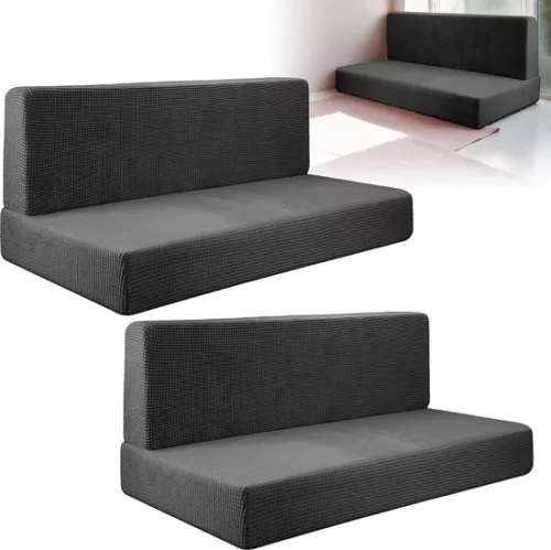 2 pcs camping pillowcases - universal stretch - foldable sofa protector - dark gray