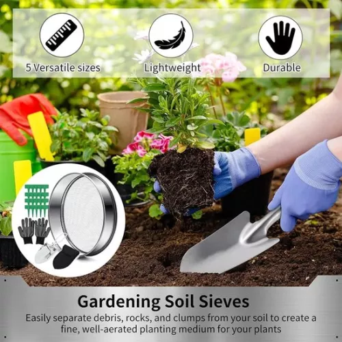 unbranded Round garden sieve - 5-in-1 sieve, stainless steel - 20 cm (9503149633364)