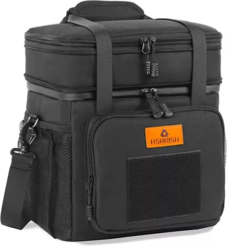 Tactical Lunch Bag, Double Layer Insulated Cooler Bag for Men Adult Waterproof Leakproof Durable Lunch Bag for Work Picnic Outdoor