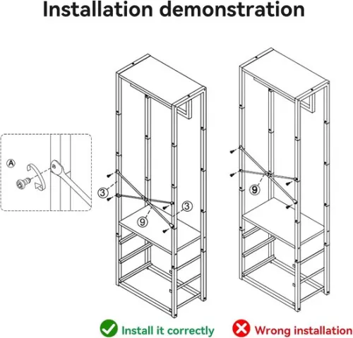 merkloos Coat rack with drawer and clothes rack - high wardrobe organizer - white (9506435737258)