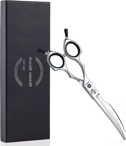 65 Inch Professional Curved Dog Grooming Scissors - Curve Scissors for Cat and Small Dog - Trimming and Cutting - Black-Down Curved