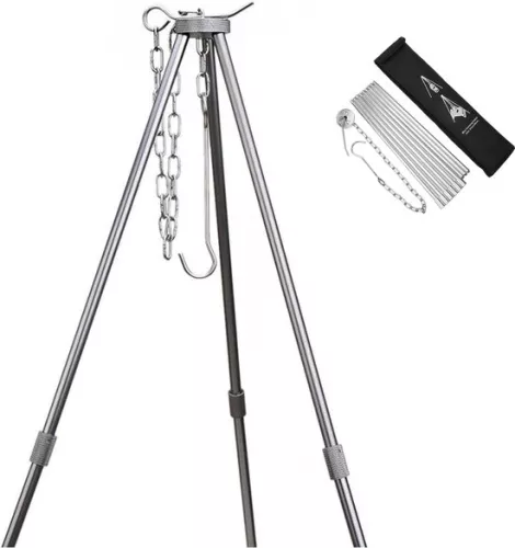 BBQ tripod frame, tripod, telescopic frame, grill stand, outdoor cooking, tripod, foldable, campfire, grill rack, stand, camping, tripod with chain and hook