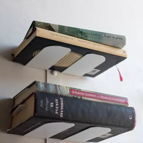 Libreria Wall shelf for books vertical 35 cm set of 2 white shelves invisible bookcase with 3 floating shelves wall shelves (2 pieces)