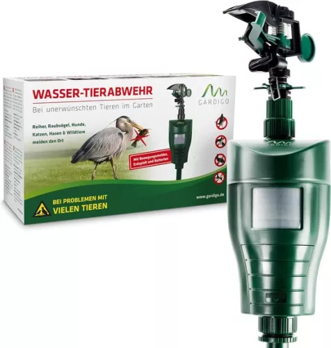 Water jet animal repellent with motion detector - Range 10 m - Scare herons - Scare cats