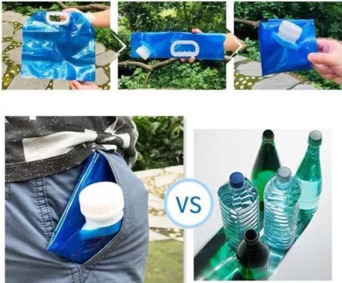 merkloos Water bag 5 Liters - Foldable - Closing cap - Camping - Outdoor - Football - Sports - Camping - Water bags (9503617751293)