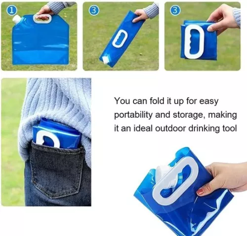 merkloos Water bag 5 Liters - Foldable - Closing cap - Camping - Outdoor - Football - Sports - Camping - Water bags (9503617751293)