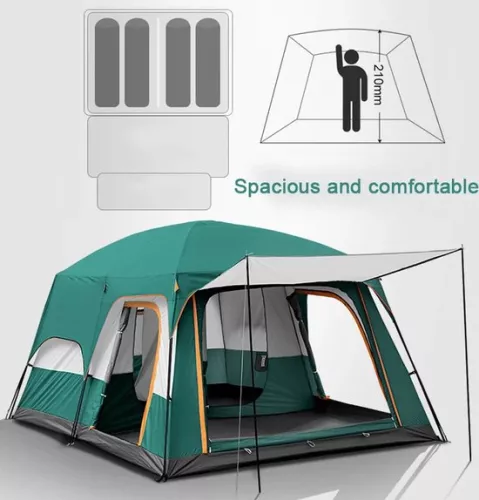 Camping Tent - Family Tent - Waterproof - Outdoor - Camping Tent - 5+ Persons - Khaki