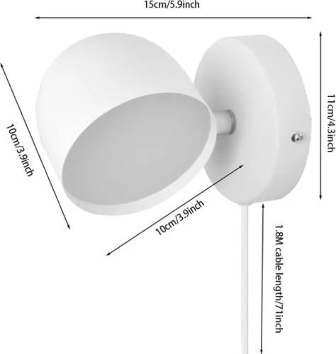 merkloos Dimmable LED Wall Lamp with Touch Control and 360° Adjustability - Warm White Light for Home Use (4800325316109)