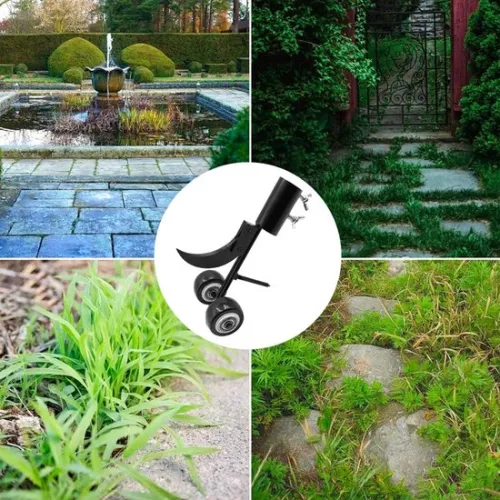 Weed remover 2-in-1 attachment - Weed brush weed puller - Weed removers - Hook weed remover - with wheels - weed removal tool without kneeling for cleaning between plates