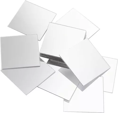 Mini mirror tiles for mosaic - self-adhesive - pack of 50 - square - acrylic - 5 cm