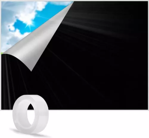 Blackout roller blind without drilling 200 x 145 cm - Velux - thermal blackout blind - 3M adhesive - sun protection - skylights - bedroom - garden - car sun protection suction cup