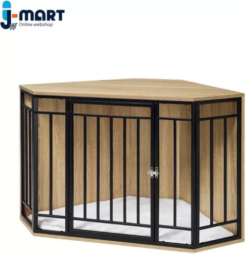 J-mart Luxury Dog Crate - Large - Dog Crate - Dog House - Wooden Dog Crate - Incl. Fleece Cushion - 111 x 60 x 67 cm (LxWxH) (8721249976728)