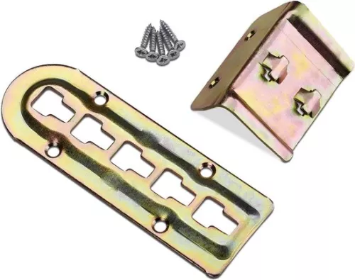 4 bed fittings - chromed steel - adjustable in height - hook-in fittings for centre beam and slatted base