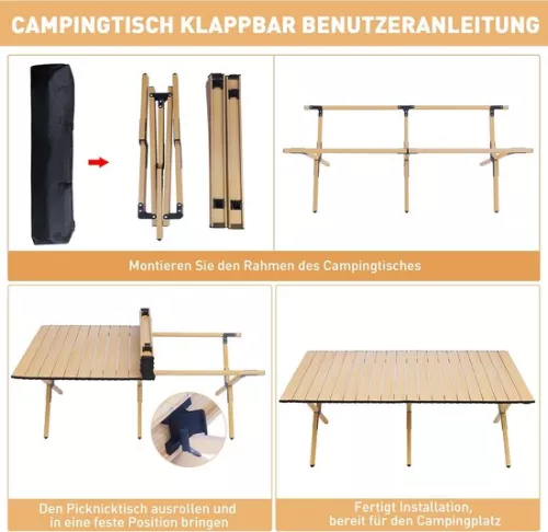 unbranded Folding Camping Table - Portable and Versatile - 1 Piece - Aluminum - 120 x 60 x 45 cm (9508313279669)