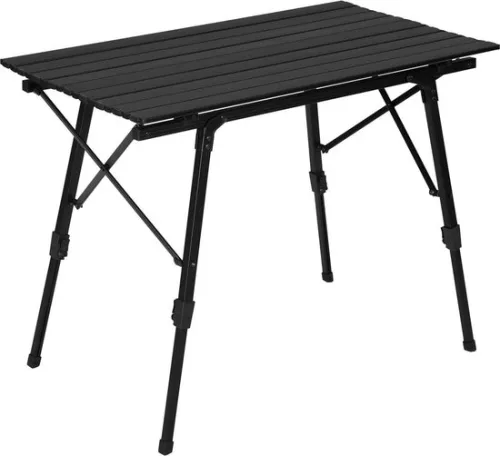 Kamyra® Sturdy Camping Table - Folding/Foldable Camping Table - Aluminum/PP Plastic - Black, 90 x 52.5 x 45-72