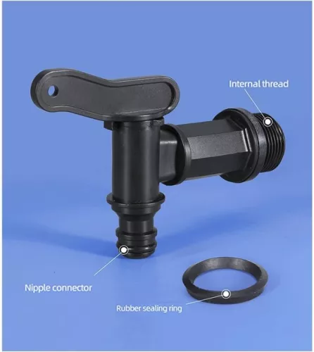 unbranded Drain tap for rain barrel - plastic drain tap - suitable for garden and industry (9506214796650)
