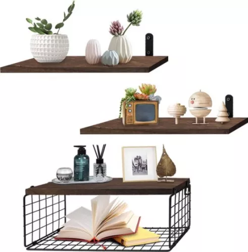 Wooden Wall Shelf - For Toilet & Kitchen - Floating - Vintage Decoration