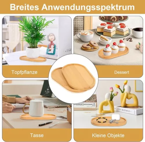 Allecto Premium - Wooden tray set of 8, bamboo serving board for tea, coffee and cake