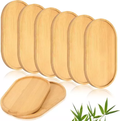 merkloos Allecto Premium - Wooden tray set of 8, bamboo serving board for tea, coffee and cake (8785345757377)