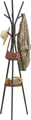 Kamyra® Standing Coat Rack - Coat Rack with 9 Hooks - Living Room, Hallway, Bedroom - Black - 45.5 x 45.5 x 180 cm