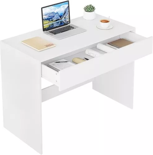 unbranded 100 cm desk with drawer, suitable as computer desk, dressing table or work table for home or small office. Colour: white. (5487569821706)